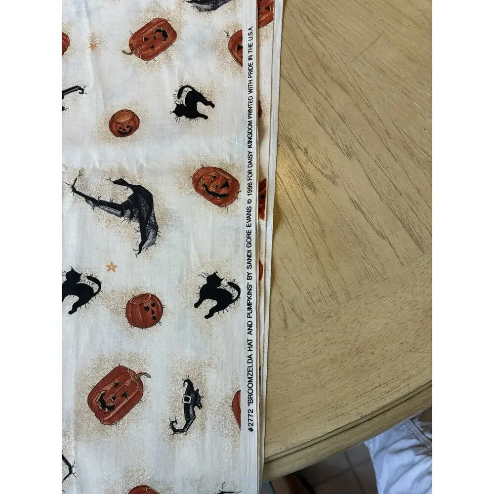 Daisy Kingdom Broomzelda witch Pumpkin Cat fabric cotton 72”x45” Halloween 1996